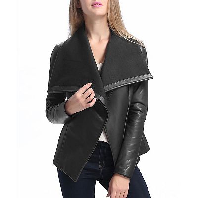 Plus Size Bgsd Lily Leather Drape Jacket