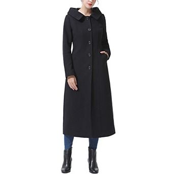 Plus Size Bgsd Kai Hooded Full Length Long Wool Blend Coat