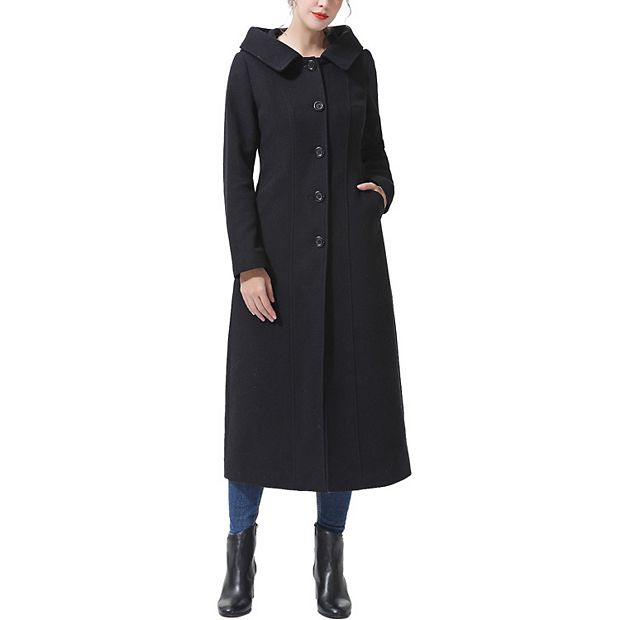 Plus Size Bgsd Kai Hooded Full Length Long Wool Blend Coat