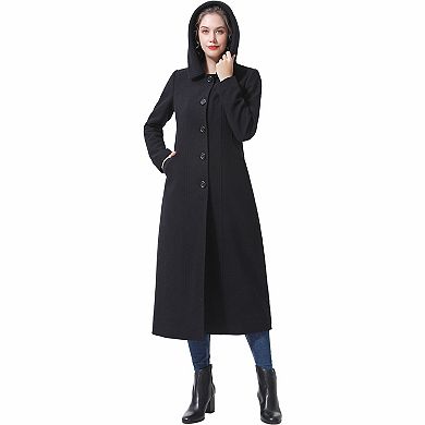 Plus Size Bgsd Kai Hooded Full Length Long Wool Blend Coat