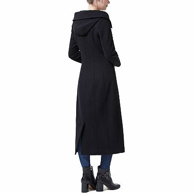 Plus Size Bgsd Kai Hooded Full Length Long Wool Blend Coat