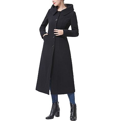 Plus Size Bgsd Kai Hooded Full Length Long Wool Blend Coat