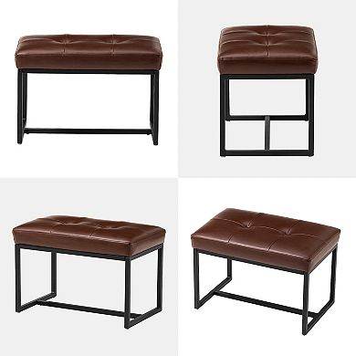 Glitzhome Modern Pu Leather Ottoman Stools