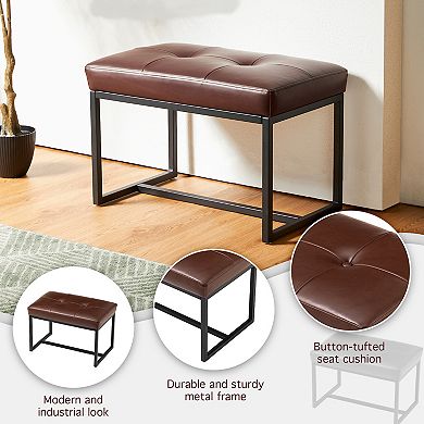 Glitzhome Modern Pu Leather Ottoman Stools