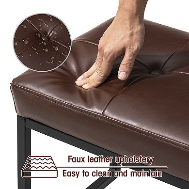 Glitzhome Modern Pu Leather Ottoman Stools