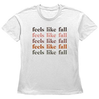 Juniors' Feels Like Fall Stack Text Graphic Tee