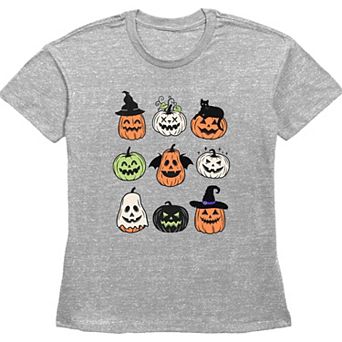 Juniors' Halloween Jack O Lanterns Jumble Graphic Tee