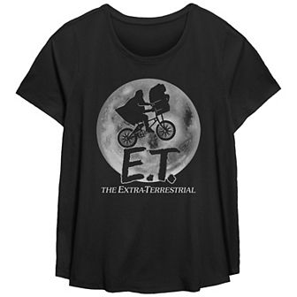 Juniors' Plus Size E.T. The Extraterrestrial Full Moon Flight Scoop Hem Flowy Graphic Tee