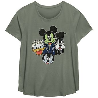 Disney's Mickey and Friends Juniors' Plus Size Halloween Heads Scoop Hem Flowy Graphic Tee