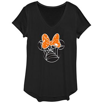 Disney's Minnie Mouse Juniors' Spider Web Head V-Neck Graphic Tee