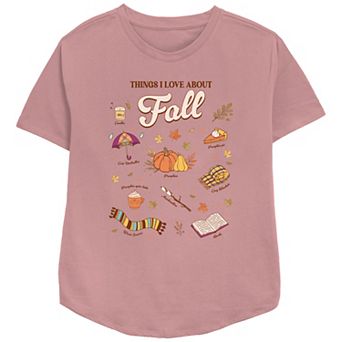 Juniors' Things I Love About Fall Relaxed Fit Graphic Tee