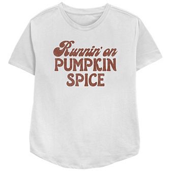 Juniors' Runnin' On Pumpkin Spice Relaxed Fit Graphic Tee