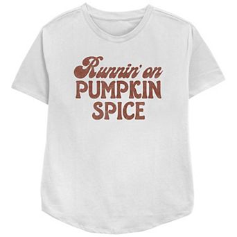 Juniors' Runnin' On Pumpkin Spice Relaxed Fit Graphic Tee