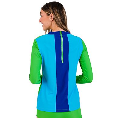 Women's Back Zip Color Block Rash Guard