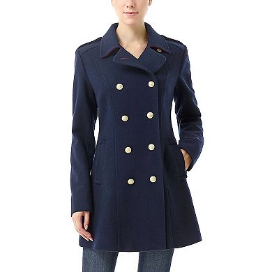 Plus Size Bgsd Victoria Wool Blend Fitted Pea Coat
