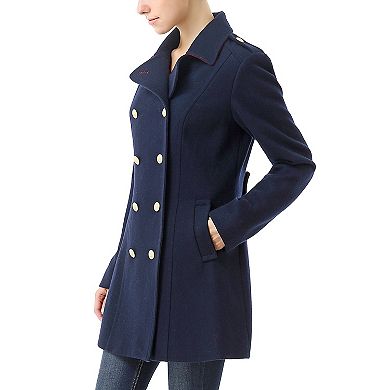 Plus Size Bgsd Victoria Wool Blend Fitted Pea Coat