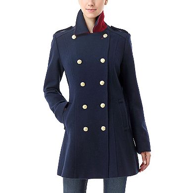 Plus Size Bgsd Victoria Wool Blend Fitted Pea Coat