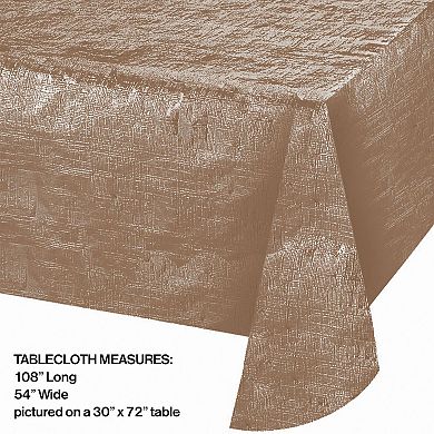 Club Pack Of 12 Opalescent Rose Gold Party Tablecloths 54" X 108"