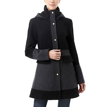 Plus Size Bgsd Marwa Color Block Hooded Wool Blend Coat