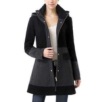Plus Size Bgsd Marwa Color Block Hooded Wool Blend Coat