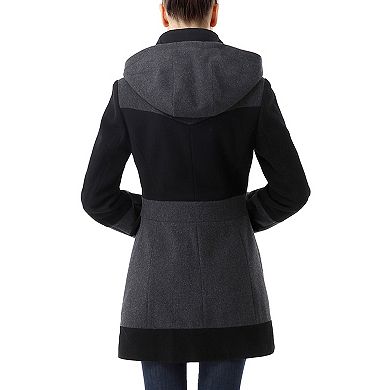 Plus Size Bgsd Marwa Color Block Hooded Wool Blend Coat