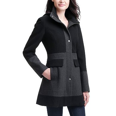 Plus Size Bgsd Marwa Color Block Hooded Wool Blend Coat