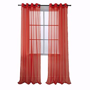 Cara One Sheer Grommet Light Filtering Curtain Panel 54x90 Neon Blue