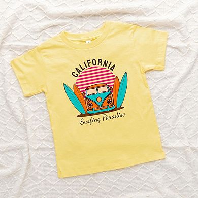 California Surfing Paradise Toddler Short Sleeve Graphic Tee