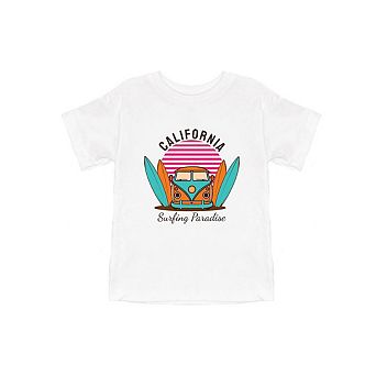 California Surfing Paradise Toddler Short Sleeve Graphic Tee