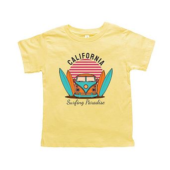 California Surfing Paradise Toddler Short Sleeve Graphic Tee