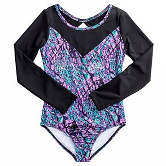 Girls 4-16 Rainbeau Moves Long Sleeve Keyhole Leotard