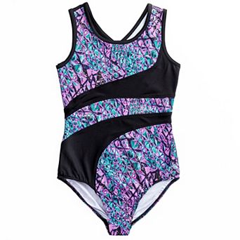 Girls 4-16 Rainbeau Moves Inset Print Tank Leotard