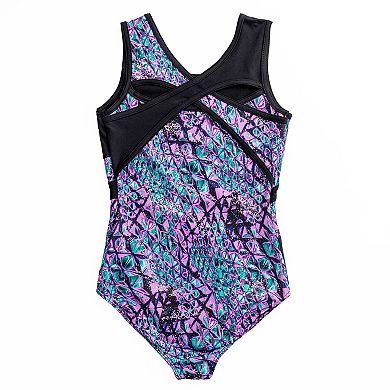 Girls 4-16 Rainbeau Moves Inset Print Tank Leotard