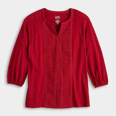 Women's Croft & Barrow® Eyelet Front Split Neck Top