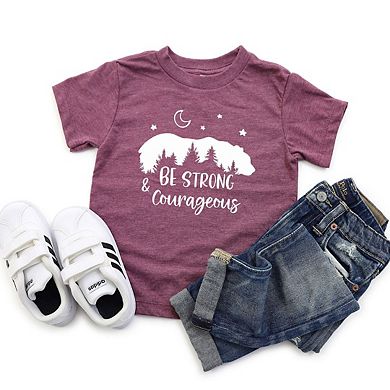 Be Strong And Courageous Bear Trees Youth Short Sleeve Graphic Tee