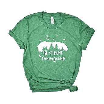 Be Strong And Courageous Bear Trees Youth Short Sleeve Graphic Tee