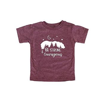 Be Strong And Courageous Bear Trees Youth Short Sleeve Graphic Tee