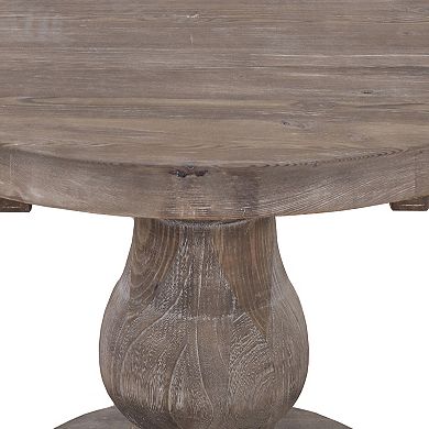 Wooden Round Coffee Table with Pedestal Base, Brown