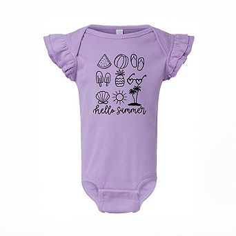 Hello Summer Chart Baby Flutter Sleeve Bodysuit