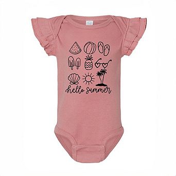 Hello Summer Chart Baby Flutter Sleeve Bodysuit