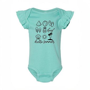 Hello Summer Chart Baby Flutter Sleeve Bodysuit
