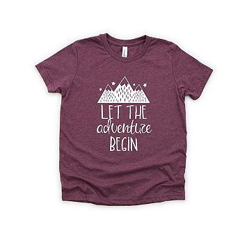 Let The Adventure Begin Mountains Youth Short Sleeve Graphic Tee