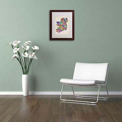 Trademark Fine Art Ireland Text Map 3 Matted Framed Wall Art