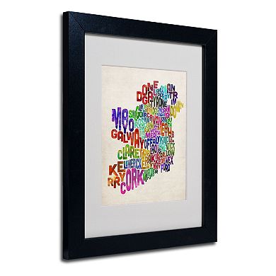 Trademark Fine Art Ireland Text Map 3 Matted Framed Wall Art