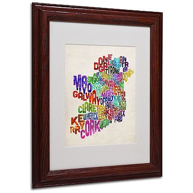 Trademark Fine Art Ireland Text Map 3 Matted Framed Wall Art