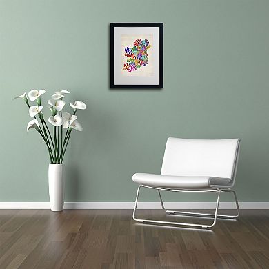 Trademark Fine Art Ireland Text Map 3 Matted Framed Wall Art