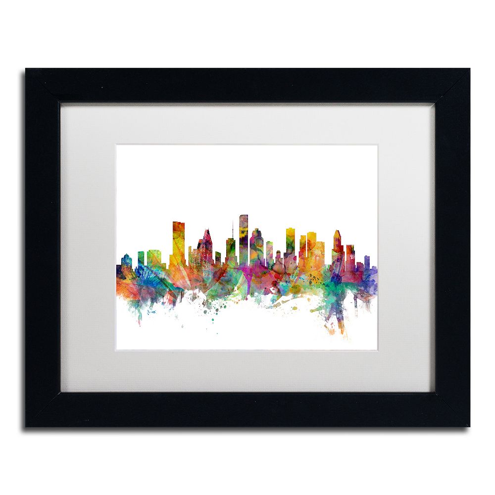 Trademark Fine Art Houston Texas Skyline Matted Framed Wall Art