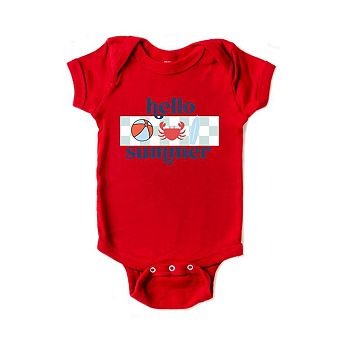 Hello Summer Checkered Baby Bodysuit