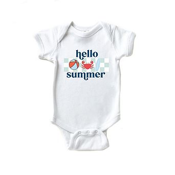Hello Summer Checkered Baby Bodysuit