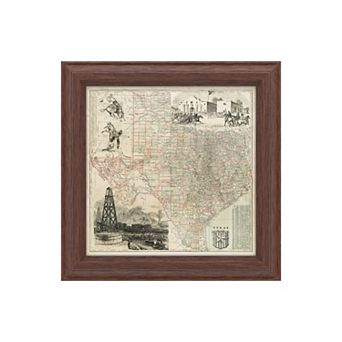 Trademark Fine Art Map Of Texas Framed Wall Art